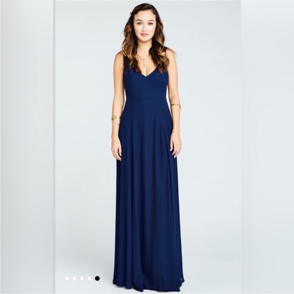 Show Me Your Mumu Jenn Maxi Dress in Rich Navy Crisp Large NWT - Picture 4 of 16